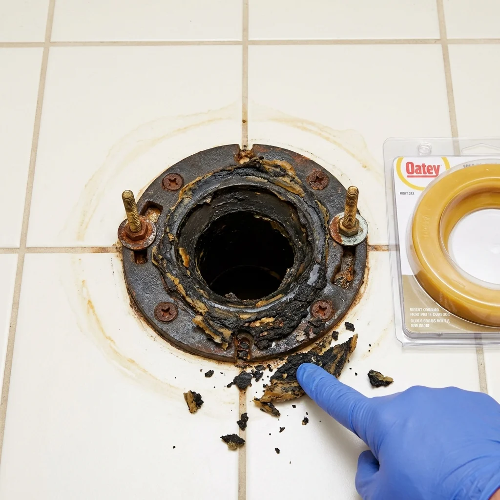 Failed wax ring showing water seepage at the base of a toilet in a Jonestown, PA home